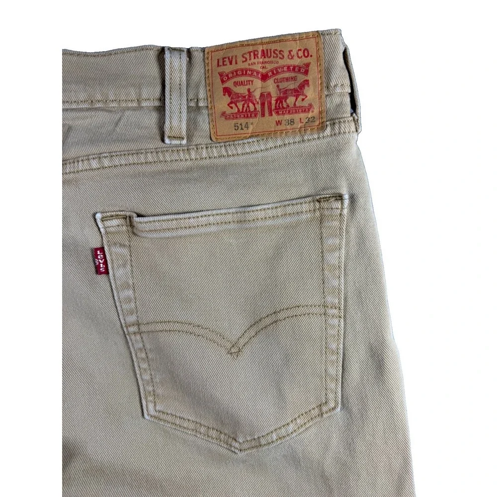 Straight Pants Mens Levis 38x32 Tan 514 Khaki Stretch Cotton Casual Workwear